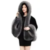 Women Plus Size winter Coats Imitation fox fur collar plush hooded cape Casual fashion leisure street Outerwear multicolor short jacket Hooded Cloak