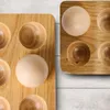 Storage Bottles Egg Container 12 Cells Refrigerator Rack Accessories Double Row Modern Wooden Organizer Tool Tray Holder