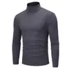 Suéteres para hombre Manga larga Cuello alto Hombres Jersey Suave Color Sólido Camisa de punto elástica para otoño invierno 220929