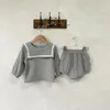 Kl￤der s￤tter 2022 Autumn Baby Long Sleeve Clothes Set Infant Boy Navy Collar Shirts PP PANS 2st Girl Outfits Children Pass