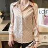 Kvinnor Bluses France Style Elegant Printing Ladies Shirts 2022 Spring Summer Women's Silk Long Sleeve Tops Blusas Mujer