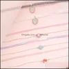 Chokers Double Layer Round Heart Pendant Choker Necklace For Women Fashion Sweet Clavicle Chain Collares Gift With Card Korean Style Dhxs1