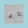 Stud 925 Sterling Sier Mini Crown Ear Studs for Girls Children Gioielli Bravo buon amico per le orecchie carine Regali di compleanno Dropse Giorne Dhbnz