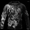 Sweats à capuche pour hommes tigre noir et blanc tatouage 3D partout sweat à capuche imprimé pour hommes femmes décontracté gothique Streetwear pull drôle