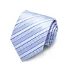 Bow Ties High Quality 2022 Designer Fashion Blue White Striped 8cm For Men Necktie Party Work Business Formal Suit With Gift Box