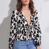 Damenblusen 2022 Sommer Kimono Dünne Puffärmel Chiffon Strickjacke Sexy Leopard Tunika Hemd Frauen Mantel Weibliche Sonnenschutz Bandage Top