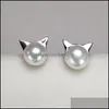 Stud 8 Styles Pearl Earrings S925 Sterling Sier Stud Summer Style 6-7mm For Women Girl Diy Wedding Present Drop Delivery 2021 Jewelry BDE DH9QV