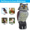 Garden Decorations Realistic Bird Scarer Rotating Head Mov Owl Prowler Decoy Protection Repellent Pest Control Scarecrow Yard 220928