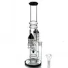 16.5inchs Gravity Glass Bong Hookahs Shisha Percolador Tuberías de agua Reciclador doble Dab Rigs Bubbler Chicha con tazón de 18 mm