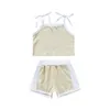 Clothing Sets Born Baby Summer Clothes 2Pcs Set Striped Print Camisole Elastic Waist Shorts For Boys Girls 6M-4T