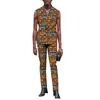 Erkek Suits Afrika geleneksel baskı erkek takım elbise kolsuz tasarım blazers tam pantolon erkek moda tarzı kıyafetler