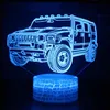 3Dライトベースカラフルなナイトライトカー掘削機マルチデザイン利用可能な3D LEDランプ16色の子供ギフト用リモコン