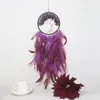 Decorative Figurines Boho Dream Catcher Wall Decor With Healing Crystal Stone Handmade Feathers DreamCatchers Decoration Hangings Bedroom