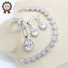 Ketting oorbellen Zilver 925 Bruidsjuwelen voor vrouwen witte bloemmand armband hanger ring verjaardag cadeau