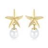 Boucles d'oreilles MIKIWUU Star 925 en argent Sterling forme de lumière brillante avec perle de coquille pour les femmes cadeaux de bijoux fins