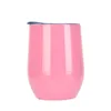 Fast Ship 12oz Wine Tumblers Egg Tumbler Stemless Tumbler Rostfritt stål Dubbelmurat med lock blandade färger Alternativ