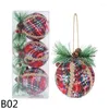 Christmas Decorations 3Pcs 7cm Tree Ball With Artificial Pine Nut Small Bauble Hanging Pendants For Home Xmas Year Party Ornament Balls