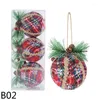 Décorations De Noël 3Pcs 7cm Boule D'arbre Avec Pignon De Pin Artificiel Petite Boule Pendentifs Suspendus Pour La Maison Xmas Year Party Ornement Boules