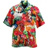 Mäns avslappnade skjortor Herrmode 3D Tryckt tupp för män Hawaiian Apparel Kort ärm Summer Lapel Single Breasted Tops kläder