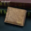 Plånböcker 2022 Klassiska herrplånböcker Vintage äkta PU -läderplånbok RFID Anti Stöld Kort vikning Busikskort Holder Purse Wallet Man L220929