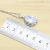 Halskette Ohrringe Set Silber 925 Brautschmuck für Frauen weiße Blumenkorb Armband Anhänger Ringgeburtstagsgeschenk