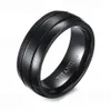 8MM Basic Mens Double Lines Titanium Steel Wedding Band Ring Well Finished Comfort Fit3040