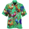 Mäns avslappnade skjortor Herrmode 3D Tryckt tupp för män Hawaiian Apparel Kort ärm Summer Lapel Single Breasted Tops kläder