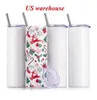 CA Stock 20 unz Sublimation Tubbler Stinka ze stali nierdzewnej 600 ml DIY proste filiżanki Izolowane próżniowe kubki do kawy FY4275