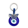 Butterfuly Schildkröte Eule Palm Evil Eyes Schlüsselanhänger Schlüsselanhänger Metall Schlüsselanhänger Glas Lucky Blue Eye Anhänger Ornament Schlüsselanhänger als Weihnachtsgeschenk