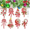크리스마스 트리 펜던트 장식 사탕 사탕 지팡이 빨간 흰색 사탕 롤리팝 홈 매달려 장식 장식품 크리스마스 선물 어린이 장난감