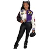 Femmes Lettre Imprimé Double Fileté Baseball Veste Varsity Manteau Desinger 2023 Nouveau Cropped Patchwork Bouton Letterman Vestes 11 Couleurs