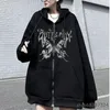 Herrtröjor tröjor y2k streetwear hoodie toppar punk gotisk överdimensionerad skalle vinge ond låga unisex cardigan dragkedja tröja män kvinnor jackor rockar 220929