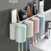 Titulares de cepillos de dientes ECOCO Montaje en pared Paja de trigo 2/3/4 Portavasos Familia Parejas Pasta de dientes Almacenamiento Accesorios de baño 220929