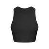 الدبابات Camisoles دبابات Lululemens Tank Tank Tops Yoga Sports Bra تشغيل الأزياء متعددة الاستخدامات مرنة مرنة مضاد للسكان سترة عالية من ذوي الياقات البيضاء