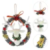 Dekorativa blommor 3st jul hängande krans konstgjorda rendörrpartidekor