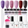 Prego Glitter NICOLE DIÁRIO Mergulhando Pó Conjunto Escova Dip Francês Shinning S 12pcs Kit Manicure Roxo Matte 2209293464597