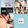 Charm Solitaire Charm 6Mm 8Mm Lab Diamond Stud Earring Real 925 Sterling Sier Jewelry Engagement Wedding Earrings For Women Men Drop Otzde