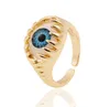 Gold Evil Blue Eye Band Rings قابلة للتعديل على نمط الشرير خاتم المجوهرات النحاسية للرجال للنساء هدية عيد الميلاد