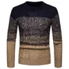 Herrtröjor Högkvalitativ herr Trendig tröja Fashion Jacquard Casual AllMatch Warm Highneck Sticked Bottoming Shirt 220929