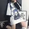 ملابس قوطية فضفاضة tirts harajuku على غرار طباعة أنيمي tshirt أرفع الشارع الإناث