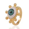 Gold Evil Blue Eye Band Rings قابلة للتعديل على نمط الشرير خاتم المجوهرات النحاسية للرجال للنساء هدية عيد الميلاد