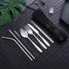 Facas de faca de a￧o inoxid￡vel Conjunto de colher de viagem Fam￭lia Campo de talheres de mesa