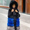 Frauen Pelz Mode X-lange Echt Mantel Ärmellose Winter Hohe Qualität Echte Voll Fell Weste Mit Kapuze Dicke Mäntel