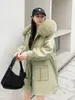 Women's Fur Real Coat Middle Long Waterproof Woman Jacket 2022 Winter Natural Hooded Detachable Liner Parka