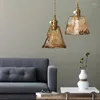 Pendant Lamps Retro Luxury Brass Crystal Chandelier Restaurant Glass Led Dining Light Lamp Artistic Creativity Industrial Lighting Home