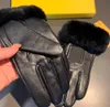 Luxus-Kaninchenhaar-Schaffell-Handschuhe mit Buchstaben bestickter Lammfell-Handschuh für Damen, Outdoor-Fahrt, warme Fäustlinge, Touchscreen-Handschuhe