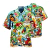 メンズカジュアルシャツメンズファッション3Dプリントルースターメン用ハワイアンアパレル半袖夏のラペルシングル胸部トップス衣類