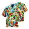 Mäns avslappnade skjortor Herrmode 3D Tryckt tupp för män Hawaiian Apparel Kort ärm Summer Lapel Single Breasted Tops kläder