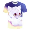 Camisetas masculinas para crianças de roupa de anime de raça de anime de moda de moda de rua 3D Moda