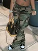 LW Plus Size Camo Print Seitentasche Cargohose Camouflage Mittlere Taille Lässige Damen Camo Hose Normale Freizeithose für Damen